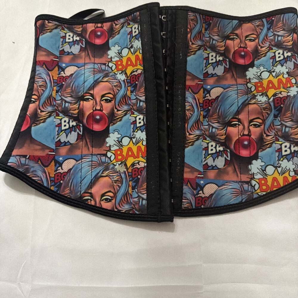 Women’s Waist Trainer Corset Size Small Pop Art Comic Bubble Gum Shapewear